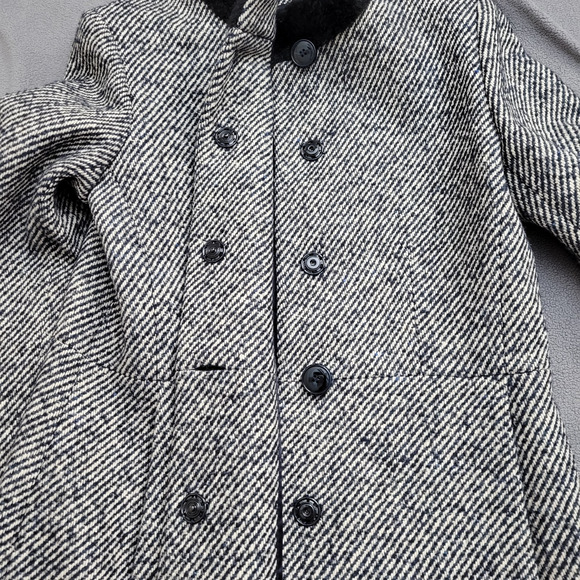 Cinzia Rocca Wool Coat Black Striped Size 8 Speckles Elegant Dinner in the City - Picture 6 of 16